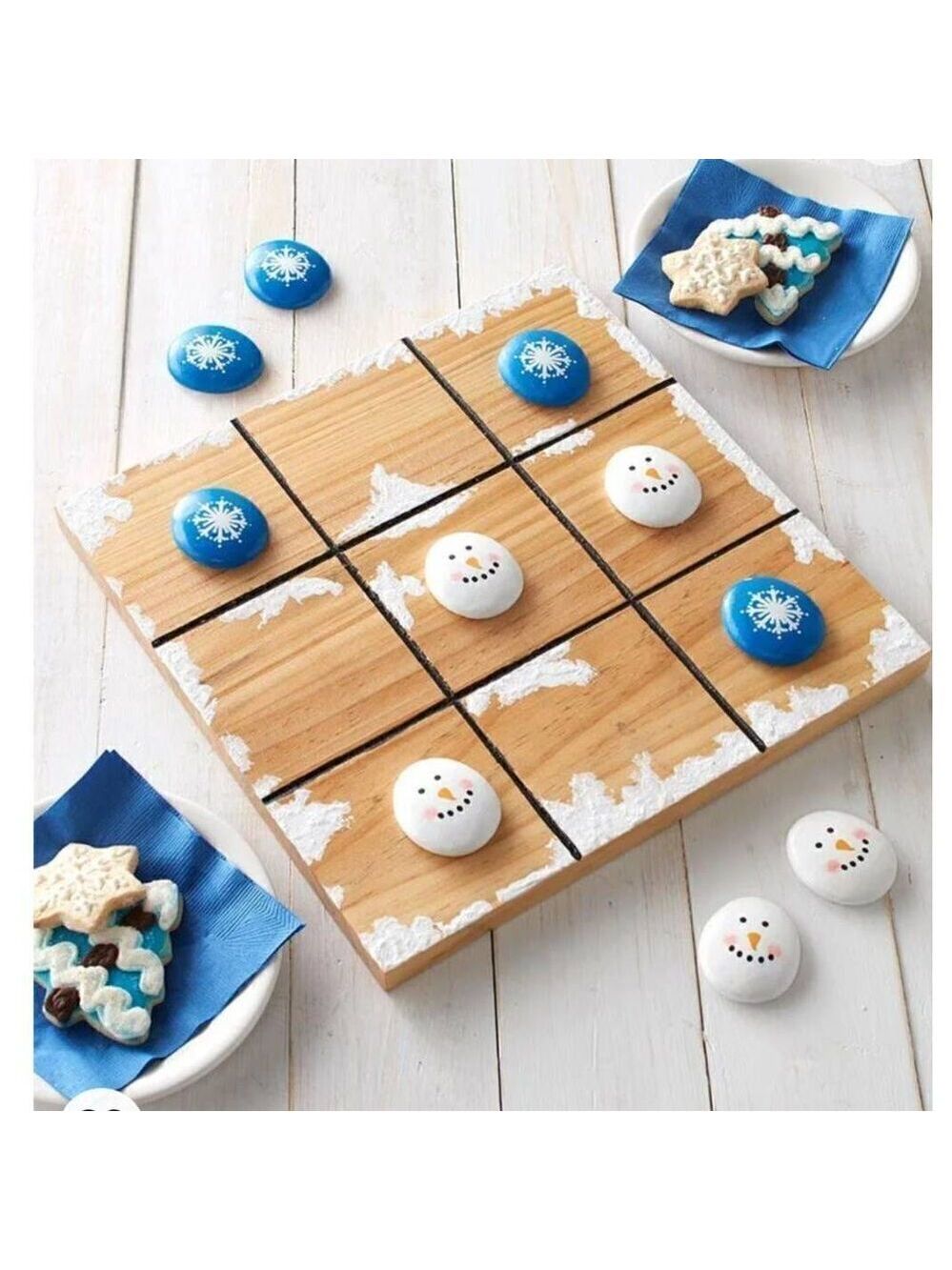 Tic-Tac-Toe‎ with Christmas Pieces - Snowman/Snowflake Christmas Board Game -